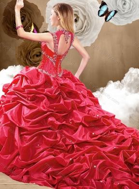 Lovely Beading and Pick Ups Quinceanera Dresses with Brush Train