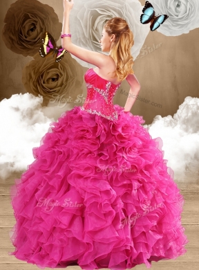 New Style Ball Gown Fuchsia Sweet 16 Dresses with Ruffles