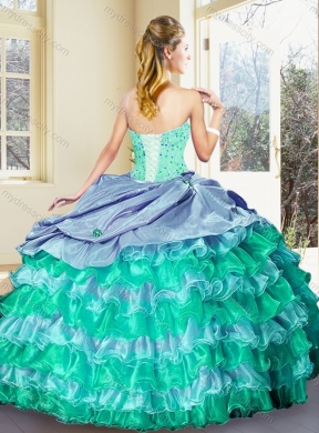 Perfect Ball Gown Multi Color Quinceanera Dresses with Ruffled Layers