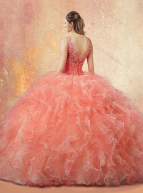 Pretty V Neck Quinceanera Dresses with Ruffles and Appliques