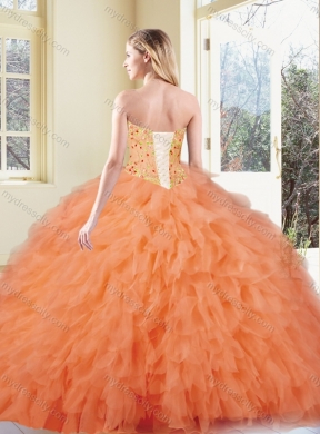 Fashionable Ball Gown Orange Red Quinceanera Gowns with Ruffles