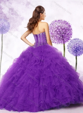 New Arrivals Strapless Purple Quinceanera Gowns with Beading and Ruffles