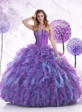 New Style Strapless Beading and Ruffles Sweet 16 Dresses