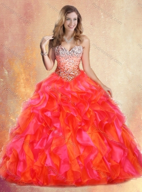 Pretty Ball Gown Multi Color Sweet 16 Gowns with Beading and Ruffles