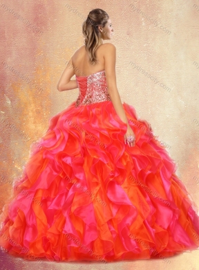 Pretty Ball Gown Multi Color Sweet 16 Gowns with Beading and Ruffles