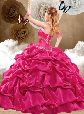 Simple Brush Train Sweetheart Quinceanera Dresses with Pick Ups