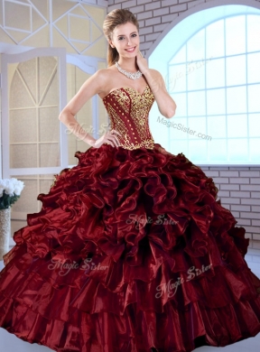 Wonderful Ball Gown Sweetheart Sweet 16 Dresses with Ruffles and Appliques