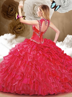 Wonderful Red Sweet 16 Dresses with Beading and Ruffles