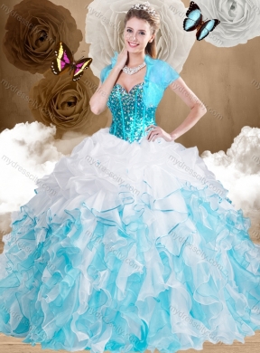 Beautiful Ball Gown Sweetheart Quinceanera Gowns with Beading and Ruffles