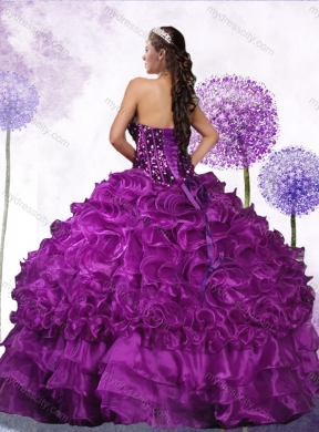 Beautiful Beading Ball Gown Sweet 16 Dresses with Ruffles and Sequins