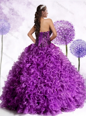 Luxurious Ball Gown Sweetheart Ruffles and Sequins Quinceanera Dresses