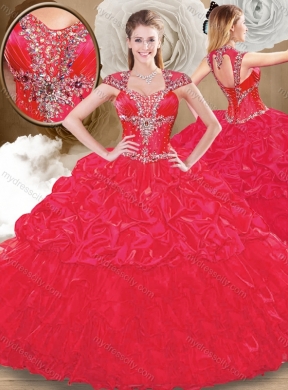 Perfect Sweetheart Red Quinceanera Dresses with Beading and Pick Ups