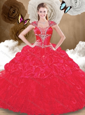 Perfect Sweetheart Red Quinceanera Dresses with Beading and Pick Ups