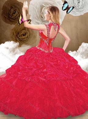 Perfect Sweetheart Red Quinceanera Dresses with Beading and Pick Ups