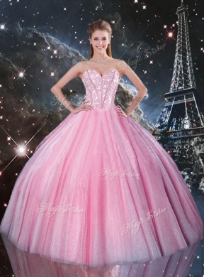 Detachable Ball Gown Sweetheart Beading Pink Quinceanera Gowns