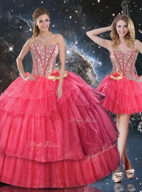 Lovely Sweetheart Detachable Quinceanera Dresses with Beading for Fall