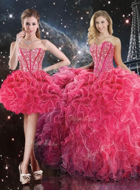 Luxurious Sweetheart Detachable Sweet 16 Dresses with Beading for Fall