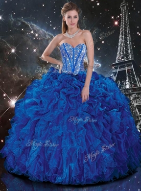 New Style Sweetheart Detachable Beading Quinceanera Dresses in Blue