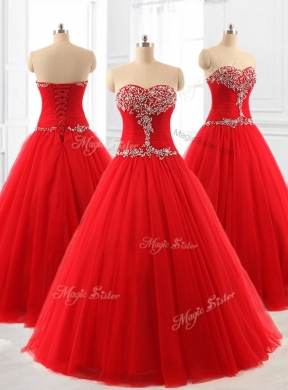 Custom Made  A Line Beading Tulle Quinceanera Dresses for 2016