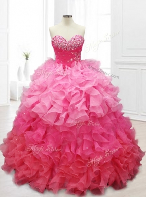 Custom Made Ball Gown Quinceanera Dresses with Beading and Ruffles