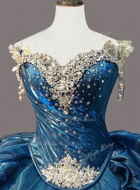 Custom Made Sweetheart Beading Teal Quinceanera Dresses for 2016