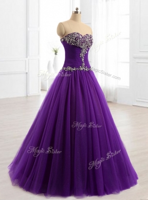 2016 In Stock Beading A Line Sweet 16 Dresses in Purple