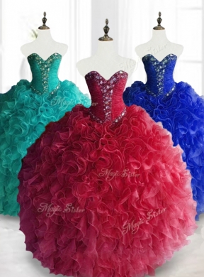 Custom Made 2016 Ball Gown Sweetheart Quinceanera Dresses with Beading