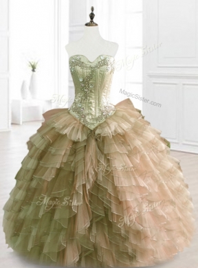 Custom Made Multi Color Sweetheart Quinceanera Dresses with Beading and Ruffles