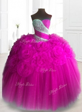 In Stock Sweetheart Quinceanera Dresses with Beading and Hand Made Flowers