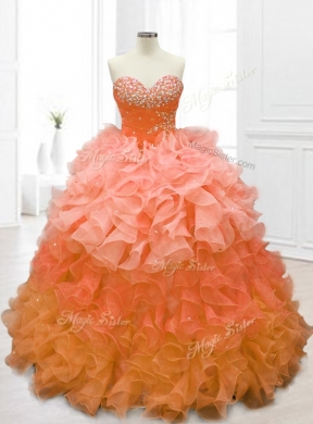 In Stock Sweetheart Quinceanera Gowns with Beading and Ruffles