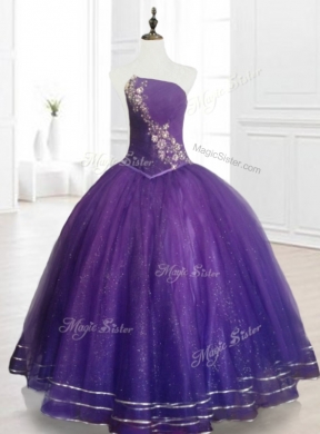 In Stock Ball Gown Strapless Organza Quinceanera Dresses with Beading