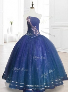 In Stock Ball Gown Strapless Organza Quinceanera Dresses with Beading