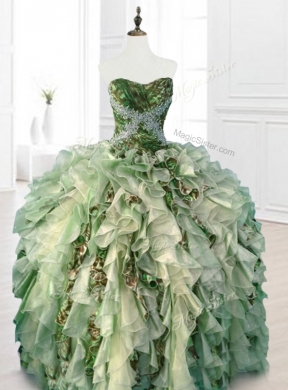 In Stock Beading Multi Color Quinceanera Dresses with Ruffles and Pattern