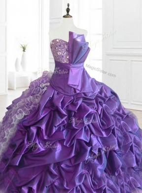 In Stock Strapless Pick Ups Quinceanera Dresses with Sequins and Ruffles