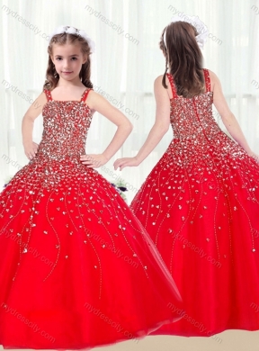 2016 Cute Ball Gown Straps Beading Red Mini Quinceanera Dresses