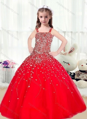 2016 Cute Ball Gown Straps Beading Red Mini Quinceanera Dresses