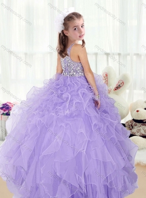 2016 Lovely Scoop Lavender Mini Quinceanera Dresses with Beading and Ruffles