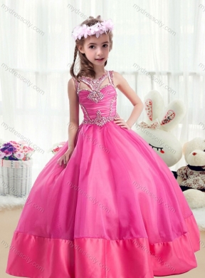 2016 Sweet Ball Gown Beading Mini Quinceanera  Dresses in Hot Pink