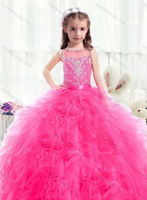 2016 Beautiful Bateau Hot Pink  Mini Quinceanera Dresses with Beading