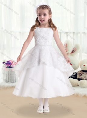 2016 Cheap  Bateau Flower Girl Dresses with Beading and Appliques