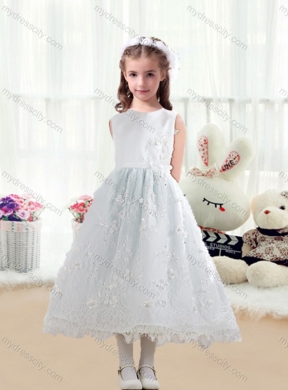 2016 Cheap Scoop A Line White Flower Girl Dresses in Lace