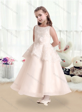 2016 Cheap Scoop Flower Girl Dresses with Hand Made Flowers