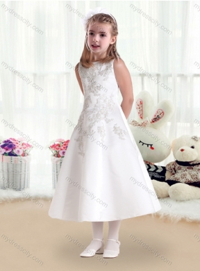 2016 Cheap Scoop Princess Flower Girl Dresses with Appliques