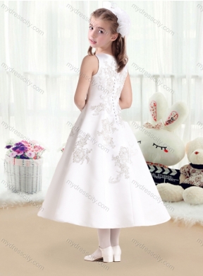 2016 Cheap Scoop Princess Flower Girl Dresses with Appliques