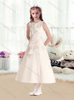 2016 Cheap Scoop Princess Flower Girl Dresses with Appliques