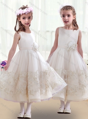 2016 Lovely Scoop Little Girls Pageant Dresses with Beading and Appliques