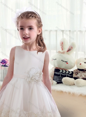 2016 Lovely Scoop Little Girls Pageant Dresses with Beading and Appliques