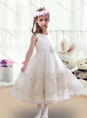 2016 Lovely Scoop Little Girls Pageant Dresses with Beading and Appliques