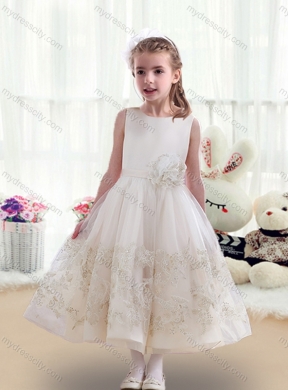 2016 Lovely Scoop Little Girls Pageant Dresses with Beading and Appliques