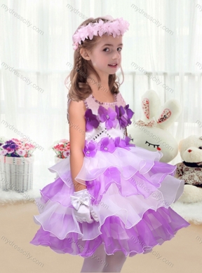 2016 Perfect Short  Little Girls Pageant Dresses with Appliques and Ruffled Layers